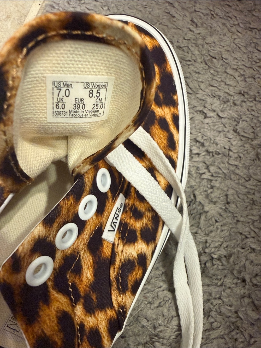 Vans Women's Leopard Print Canvas Sneakers - Brown & Black - Picture 4 of 4